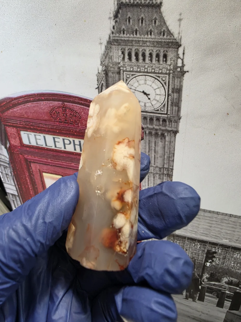 Flower Agate Point - Flowery Cream & Orange Polished Tower